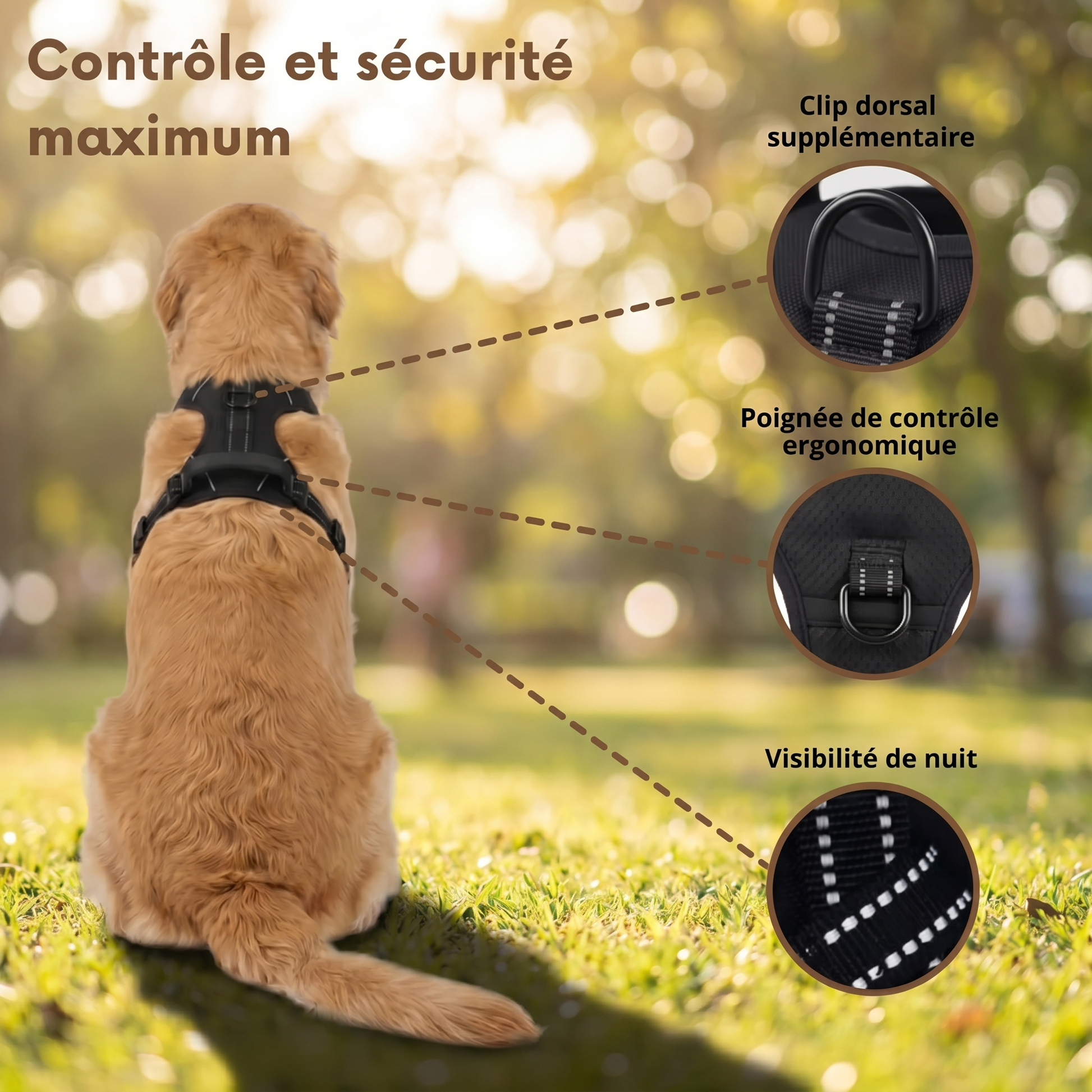 Harnais anti-traction Caninou - controle