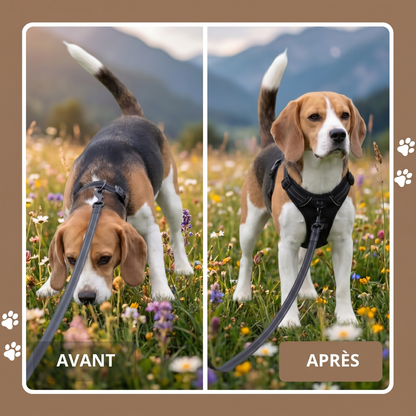 Harnais anti-traction Caninou - avant-apres