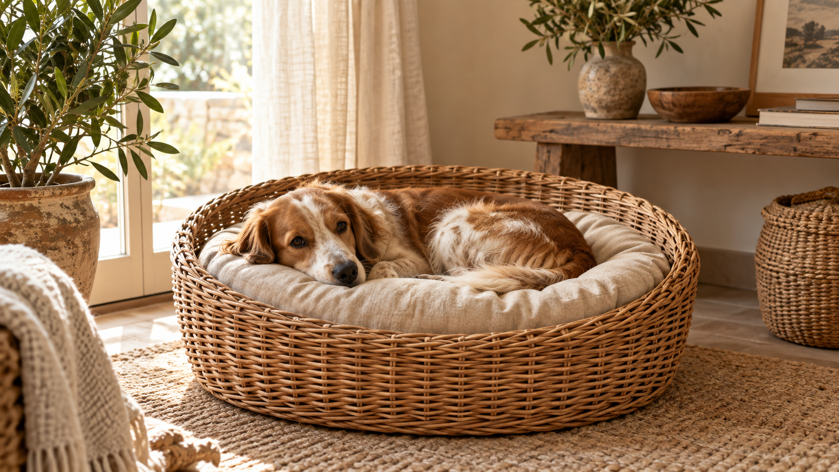 Panier chien osier